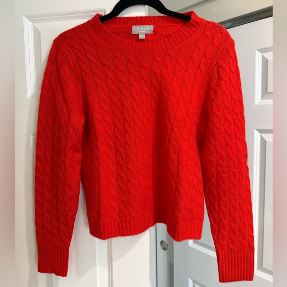 J. Crew Women's Cashmere Red Cable Knit Sweater Small - Picture 2 of 6